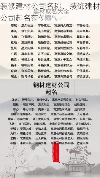 装修建材公司名称，装饰建材公司起名范例