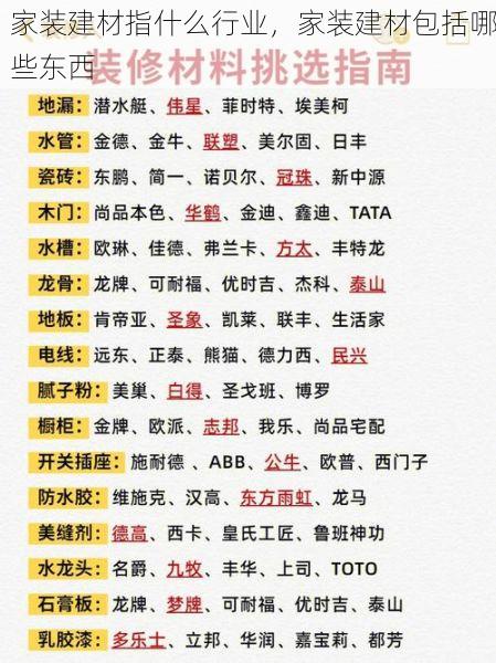 家装建材指什么行业，家装建材包括哪些东西
