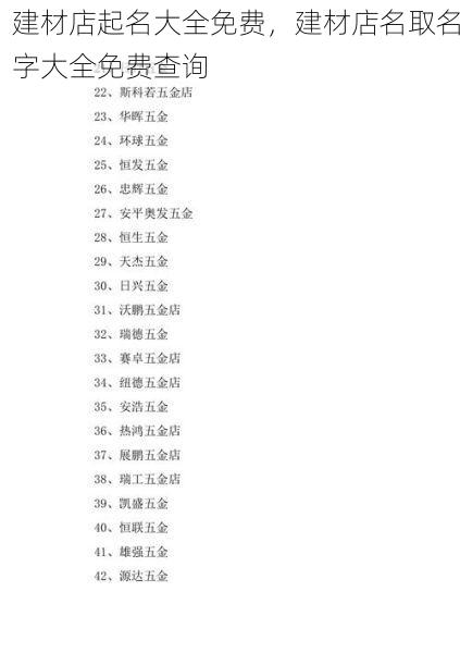 建材店起名大全免费，建材店名取名字大全免费查询