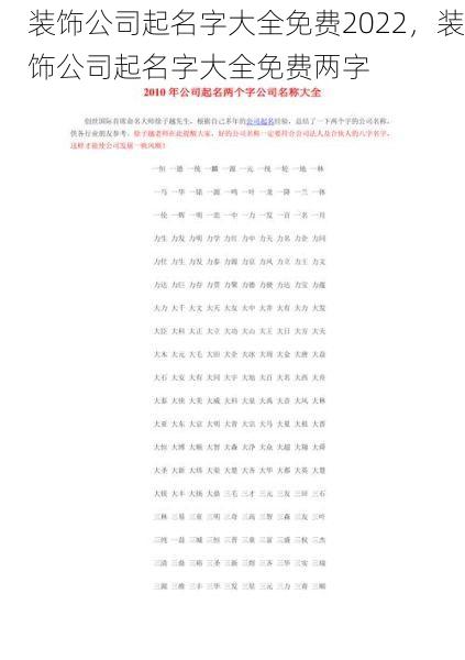 装饰公司起名字大全免费2022，装饰公司起名字大全免费两字
