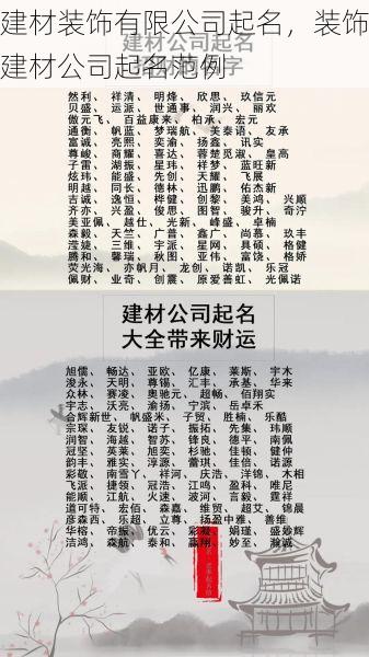 建材装饰有限公司起名，装饰建材公司起名范例