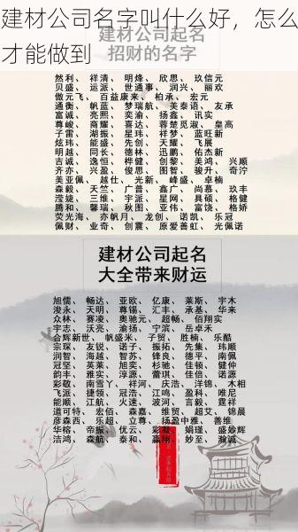 建材公司名字叫什么好，怎么才能做到