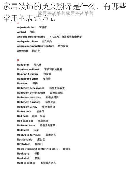 家居装饰的英文翻译是什么，有哪些常用的表达方式