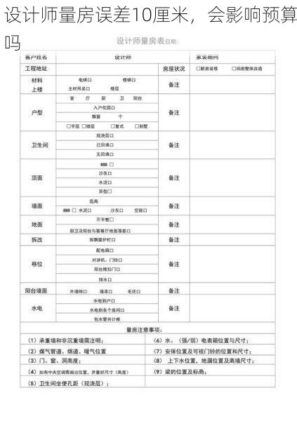 设计师量房误差10厘米，会影响预算吗