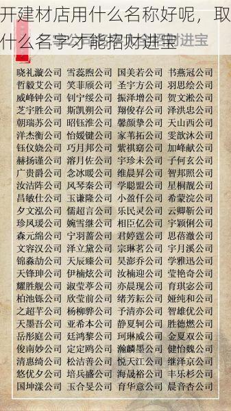 开建材店用什么名称好呢，取什么名字才能招财进宝