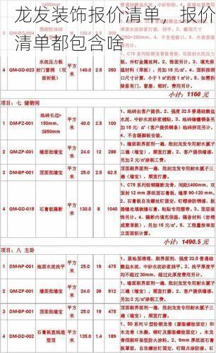 龙发装饰报价清单，报价清单都包含啥