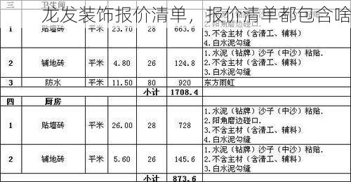 龙发装饰报价清单，报价清单都包含啥