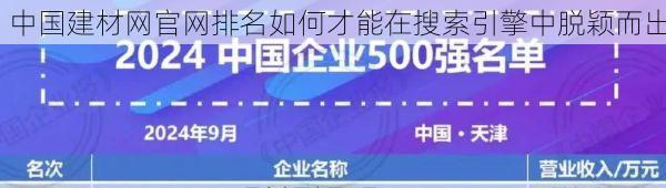 中国建材网官网排名如何才能在搜索引擎中脱颖而出
