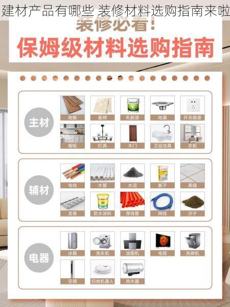 建材产品有哪些 装修材料选购指南来啦