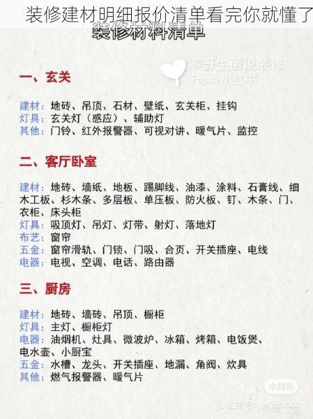 装修建材明细报价清单看完你就懂了